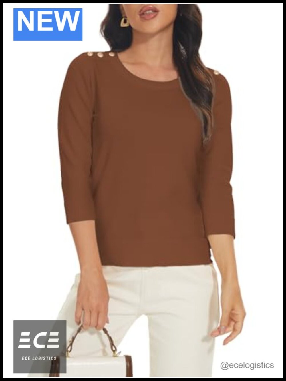 Spicy Sandia Women 3/4 Sleeve Pullover Sweater Crewneck Knit Top